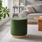 Modway Tilden 16" Round Performance Velvet Upholstered Ottoman - Moss Green/Natural-Dense Foam Padding