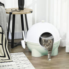 PawHut Large Enclosed Cat Litter Box with Lid - Green-Spacious size provides plenty of room 