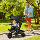 Qaba 4-in-1 Baby Tricycle Trike with Reversible Adjustable Seat - Black-Removable and 3-gear adjustable push handle 