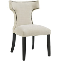 Modway Curve Fabric Dining Chair - Beige-Dining Chair With Nailhead Trim