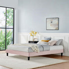 Modway Reign Performance Velvet Twin Platform Bed Frame - Pink-Reinforced Center Beam and Support Legs