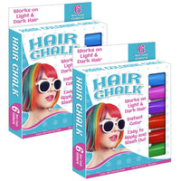 The Pencil Grip Hair Colouring Chalk - 6 Colours/Pack - 2 Pack-A great way to add beautiful, vibrant colours to your hair