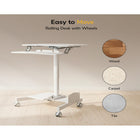 Mount-It! Mobile Sit-Stand Computer Workstation - White-Keyboard Tray Load Capacity: 4.4 lbs