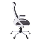 Monarch Specialties 7269 High-Back Executive Office Chair - White/Grey Mesh/Chrome-360-degree swivel seat and 5-star chrome metal base with hooded casters offer mobility, while an adjustable height mechanism with tilt-back/lock-in control allows the chair to be optimized to your comfort level.