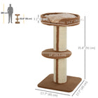 PawHut 36" Cat Tree with Sisal Mat Scratching Post and Cushion Bed - Brown-Neutral colour tones match your home decor well 