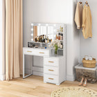 HOMCOM Vanity Table with Illuminated LED Mirror - 39.4" L x 15.7" W x 54.3" H - White-Ideal for bedrooms, cloakrooms, and locker rooms for versatility 