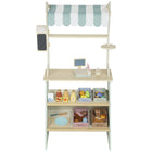 Qaba Kids Grocery Store Playset with Cash Register, Chalkboard - Green-Includes 34 accessories for a complete role-playing experience 