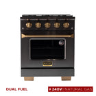 Kucht 30" KED Series Pro Style Dual Fuel Range - Gemstone-The 4-burner gas range includes two 15 000 BTU burners and two 9 000 BTU burners