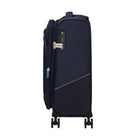 American Tourister SummerRide Expandable Spinner Carry On - Navy-The lining of this product was made from rPET fabric, made from plastic bottles used by consumers