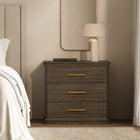 Manhattan Comfort Clifford Traditional 3-Drawer Nightstand - Walnut-Smooth-Glide Drawer: Features easy-glide, non-ball-bearing tracks for everyday convenience