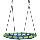 Outsunny 40" Saucer Tree Swing Set for Kids with Adjustable Hanging Ropes - Blue-Large round bird's nest swing, Ø 100 cm, great for discovering the joy of swinging