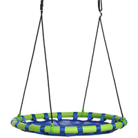 Outsunny 40" Saucer Tree Swing Set for Kids with Adjustable Hanging Ropes - Blue-Large round bird's nest swing, Ø 100 cm, great for discovering the joy of swinging