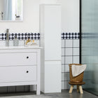 Kleankin Slim Bathroom Storage Cabinet with Adjustable Shelves - White-Features 2 cabinets with 5-tier shelves for lots of storage and organization  
