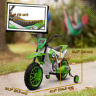 Aosom 12V Kids Electric Ride-On Dirt Bike - Green-Removable training wheels for driving practice 
