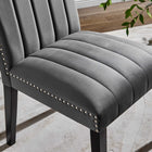 Modway Catalyst Performance Velvet Dining Side Chairs - Grey - Set of 2-Nailhead Trim Accents