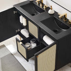 Modway Chaucer 48" Double Sink Bathroom Vanity - Black-Rattan Weave Doors
