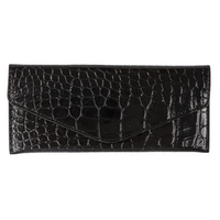 Gry Mattr Vegan Leather Wallet - Black Croc-Envelope-style closure with secure snap button