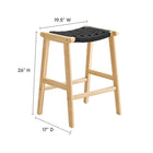 Modway Saoirse Woven Rope Wood Counter Stool - Natural Black - Set of 2-Basket Weave Design