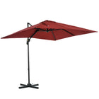 Outsunny 8' L x 8' W Square Patio Hanging Offset Umbrella with 360° Rotation - Wine Red-Attractive and stylish offset market patio umbrella provides extra protection from the weather elements with its superior tilt and crank design  