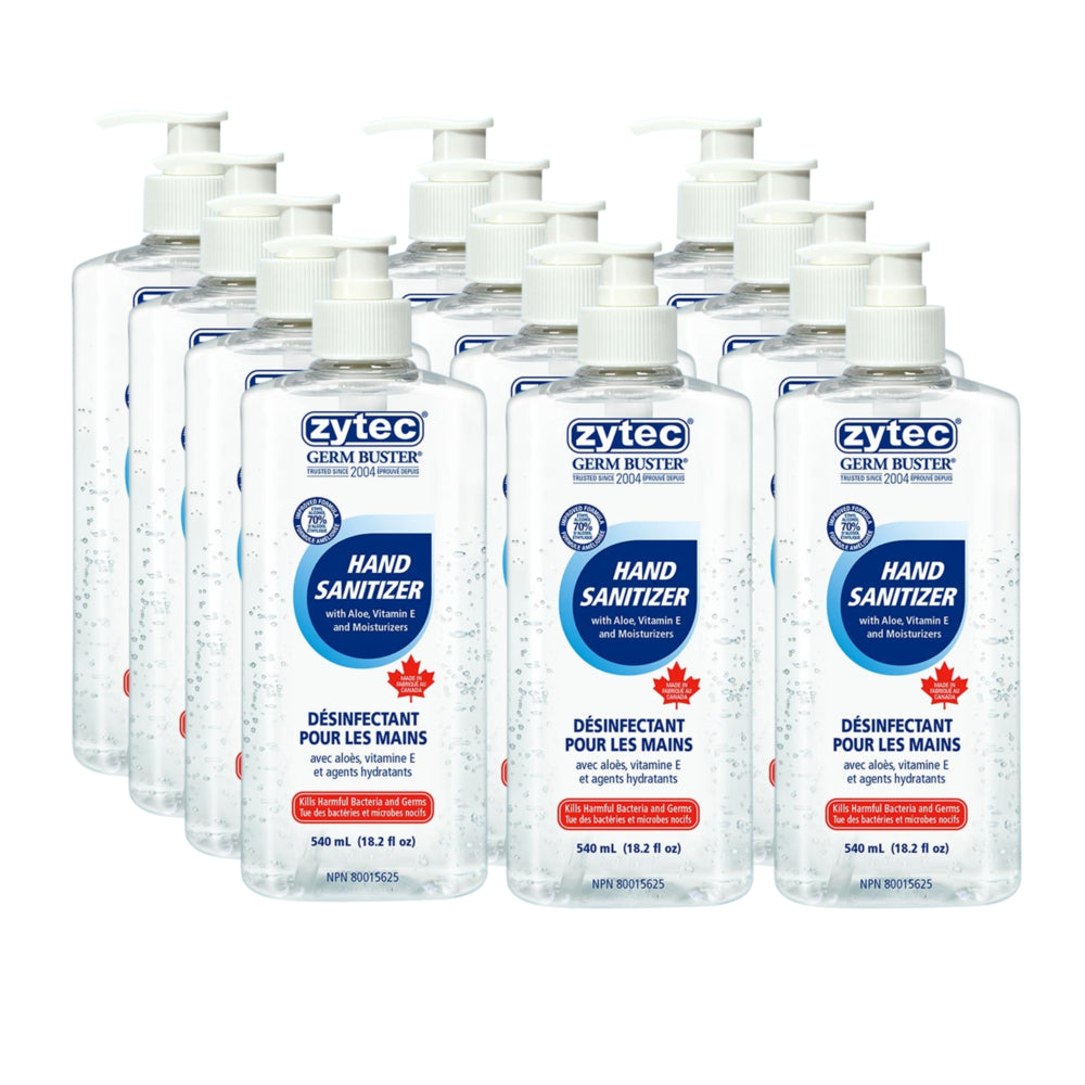 Zytec Germ Buster Gel Hand Sanitizer - 70% Alcohol - 540ml - 12