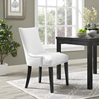 Modway Marquis Vegan Leather Dining Chair - White-Solid Rubberwood Legs