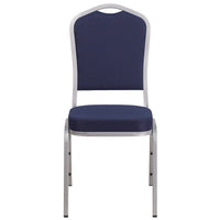 Flash Furniture HERCULES Series Crown Back Stacking Banquet Chairs in Navy Fabric with Silver Frame - 4 Pack-Set of 4 Multipurpose Banquet Chairs
