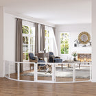 PawHut Wooden Freestanding Pet Gate with 6 Panels and 2 Support Feet - White-Composed of 6 plates, fixed together with strong hinges 