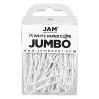 JAM Paper Colourful Jumbo Paper Clips - 2"- White - 75 Pack-Colour: White