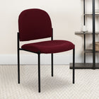 Flash Furniture Comfort Burgundy Fabric Stackable Steel Side Reception Chair-Contoured Cushions