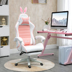 HOMCOM Reclining Gamer Chair with Footrest - Pink-135 degree reclining back with lockable positions, linked armrests move accordingly