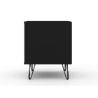 Manhattan Comfort Rockefeller 20.08" Mid-Century Modern 1-Drawer Nightstand 2-Piece Set - Black-Home Assembly Required. All Hardware Included