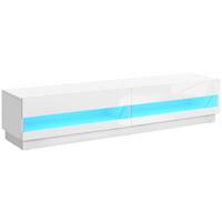 HOMCOM High Gloss TV Stand Cabinet with LED Light for TVs up to 75 ...
