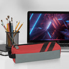 Fashion Stationery Sporty Pencil Case with Handle - 8.27" L x 2.76" W x 2.56" H - Red/Grey-Secure zipped compartment