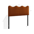 Modway Athena Stain-Resistant Performance Velvet King Size Headboard - Rust-Scalloped Wave Design