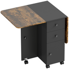 HOMCOM Rolling Drop Leaf Folding Dining Table with Drawers & Storage Cabinet for 4-6 - Rustic Brown and Black-Its modern style is great for putting in the bedroom, living room, or dining room