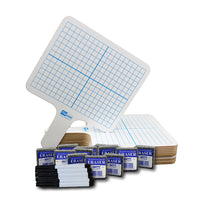 Flipside Products Two-Sided Rectangular Dry Erase Graphing Paddles, Pens, and Erasers, Class Pack of 12-Ideal for quick response lessons and games