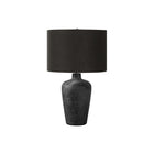 Monarch Specialties 24" H Contemporary Table Lamp - Black Ceramic / Black Shade-Designed in a vase shape, this textured black ceramic table lamp, topped with a black fabric shade and finished with a round black finial on top, will bring sophisticated style to any living room, bedroom, or office space