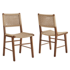 Modway Tindra Woven Dining Chairs 2-Piece Set - Walnut-2-Piece Set Dining Chairs