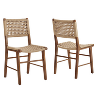 Modway Tindra Woven Dining Chairs 2-Piece Set - Walnut-2-Piece Set Dining Chairs