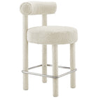 Modway Toulouse Boucle Fabric Counter Stool - Ivory Silver-Modern Counter Stool