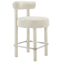 Modway Toulouse Boucle Fabric Counter Stool - Ivory Silver-Modern Counter Stool