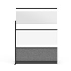 Luxor Modular Wall Extension with Whiteboard - 70" W x 70" H - Wide Black Frame, Frosted Acrylic, Cool Grey PET-Enhances light flow while reducing distractions