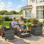 Outsunny 4-Piece Patio Conversation Set with Cushions - Dark Grey-Padded seat and back cushions make the patio sofa set comfortable for relaxation