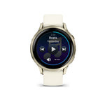 Garmin Venu 4 Smartwatch - 41 mm - Lunar Gold with Bone Silicone Band-Health status (new): See whether your health metrics — such as resting heart rate, HRV, skin temperature and Pulse Ox while sleeping — are trending away from your usual range, which could indicate added stress to your body. These changes could be related to physical activity levels, environment, stress, alcohol intake, potential illness, and more. This feature is currently available in beta