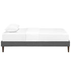 Modway Tessie Fabric Twin Bed Frame with Squared Tapered Legs - Grey-Center Rail with Support Two Legs