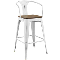 Modway Promenade Bar Stool - White-Cafe and Bistro Style Bar Stool