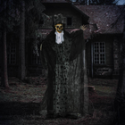 Outsunny 6' Life Size Animated Grim Reaper with Sound Motion Activation - Black-With a motion sensor that activates special effects and sound 
