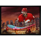 Nazem Kadri Flames Skyline - Framed Canvas - 31" x 22"-Premium canvas print with gallery-wrapped edges