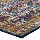 Modway Entourage Jessa Distressed Vintage Floral Lattice Area Rug - 8 ft W x 10 ft L - Blue Orange Yellow Red-High-Density / Machine-Woven