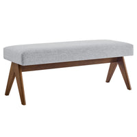 Modway Lyra 47" Fabric Upholstered Bench - Light Grey-Woven Heathered Fabric Upholstery